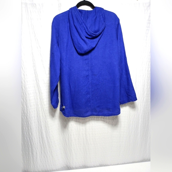 CHICO'S DESIGN 100% Linen Hooded Full Zip Jacket. Size 1(M) - Picture 2 of 7